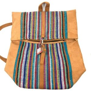 Peruvian Bags Backpack Boho Aztec Leather Suede XL Handmade Hippie Brand New
